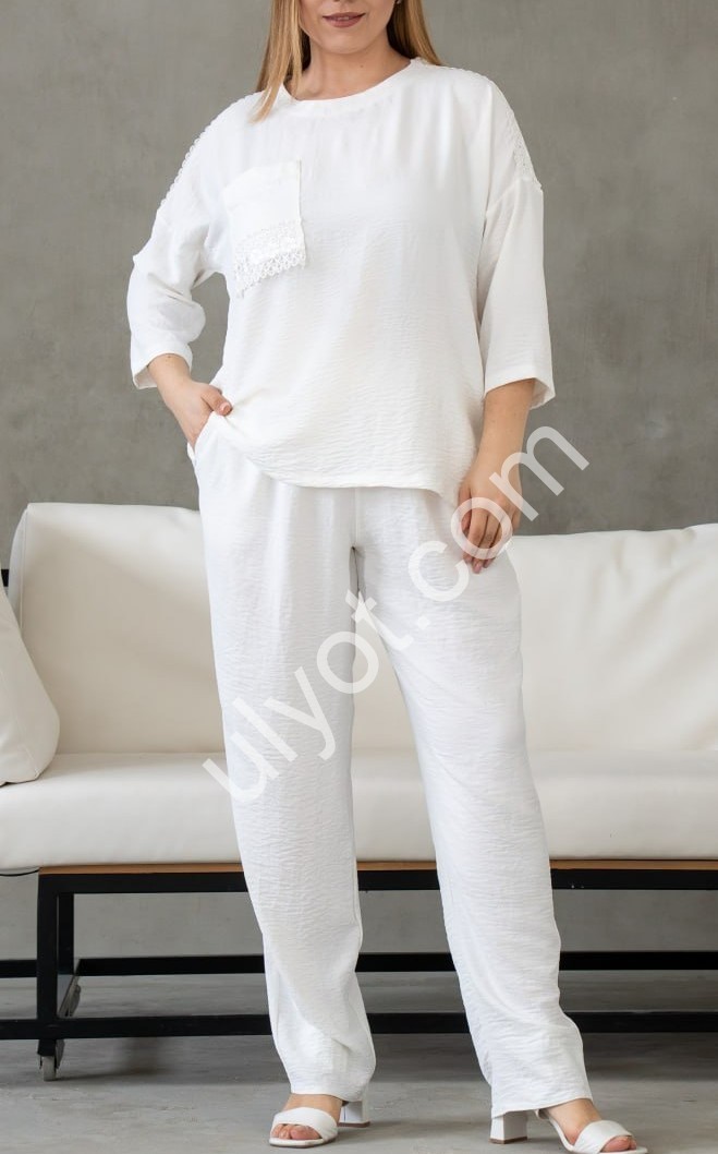 КОСТЮМ (XL-3XL) ПРЯМИЙ БІЛИЙ