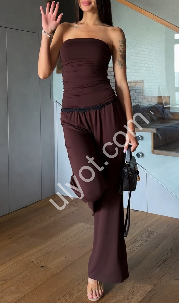 КОСТЮМ (OVER SIZE 42-46) ПРЯМИЙ ШОКОЛАД 770