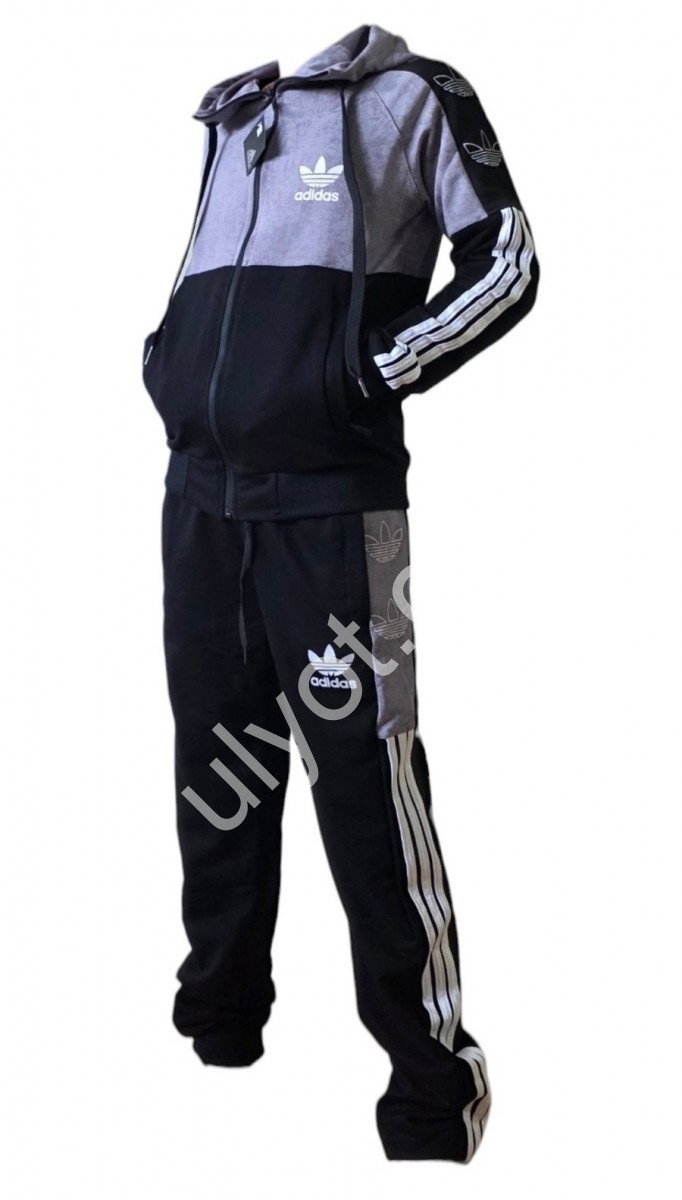 СПОРТ.КОСТЮМ A01 (36-44) МАНЖЕТ ЧЕРНЫЙ+СВ.СЕРЫЙ 