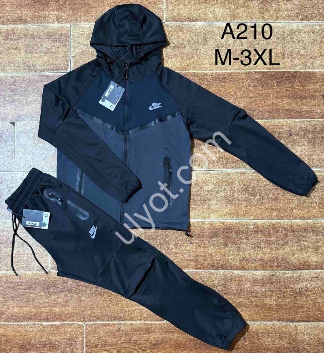 КОСТЮМ N02 (M-3XL) МАНЖЕТ ЧОРНИЙ+СІРИЙ A210