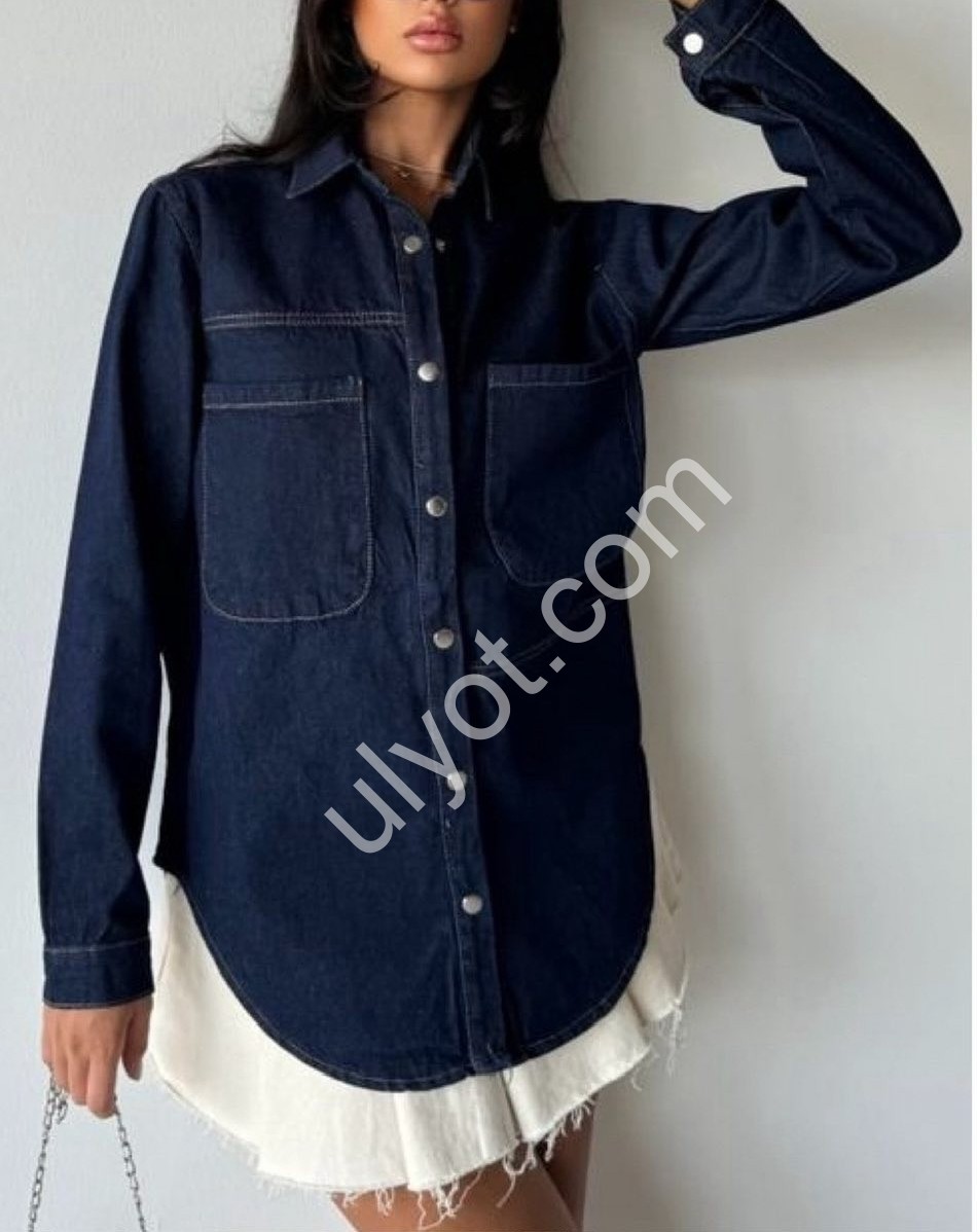 РУБАШКА ДЖИНСОВАЯ TOP SHOP (S-L) Т.СИНИЙ 3334