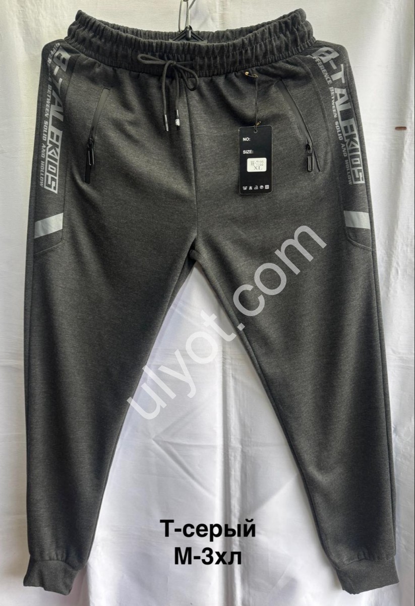 СПОРТ.ШТАНЫ (M-3XL) МАНЖЕТ Т.СЕРЫЙ 2811