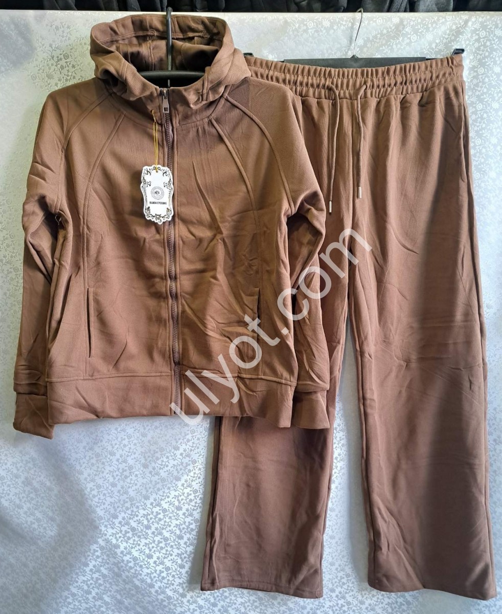 СПОРТ.КОСТЮМ (S-2XL) ПРЯМОЙ КОРИЧНЕВЫЙ 2095