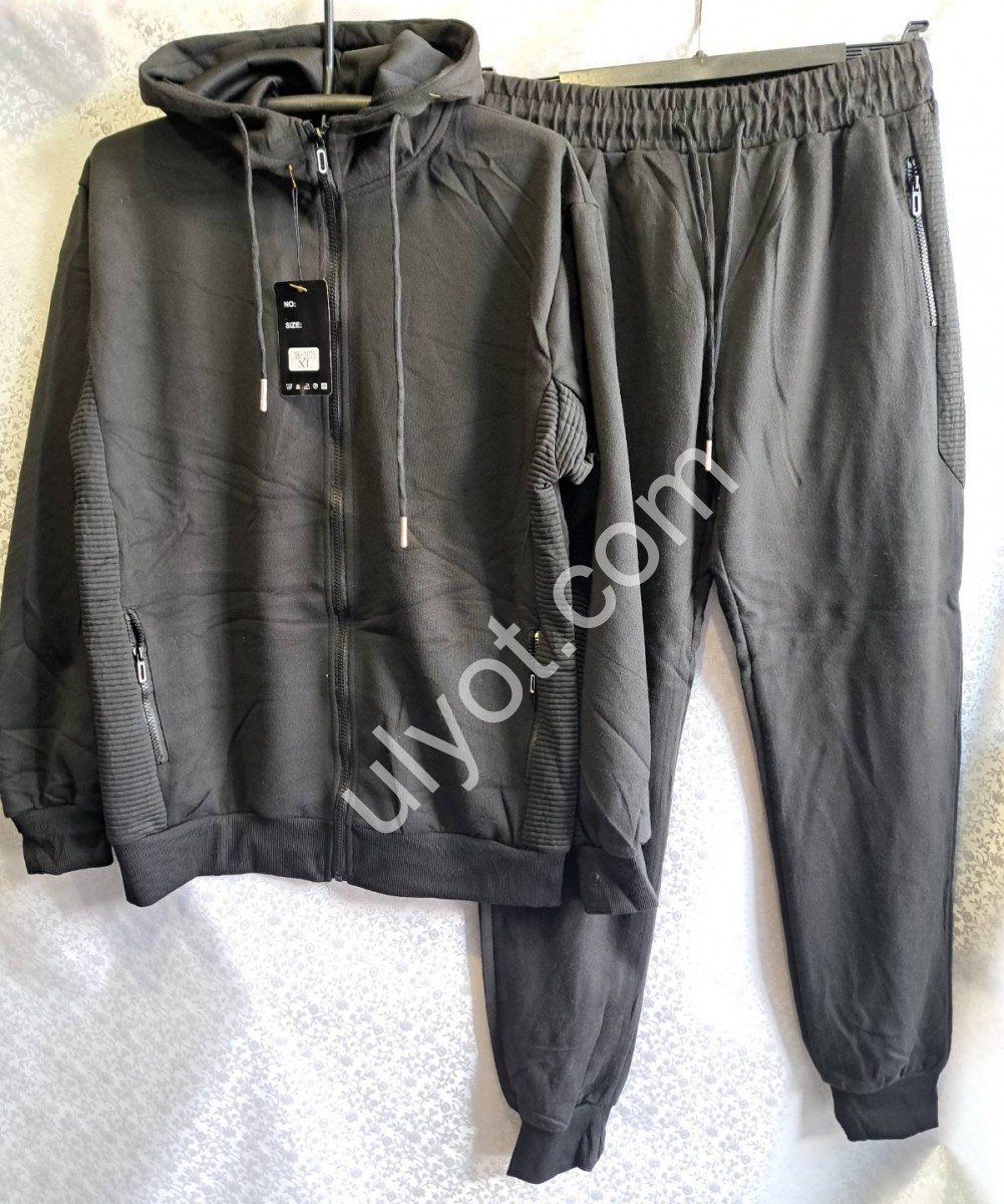 СПОРТ.КОСТЮМ (M-3XL) МАНЖЕТ ЧЕРНЫЙ 2075