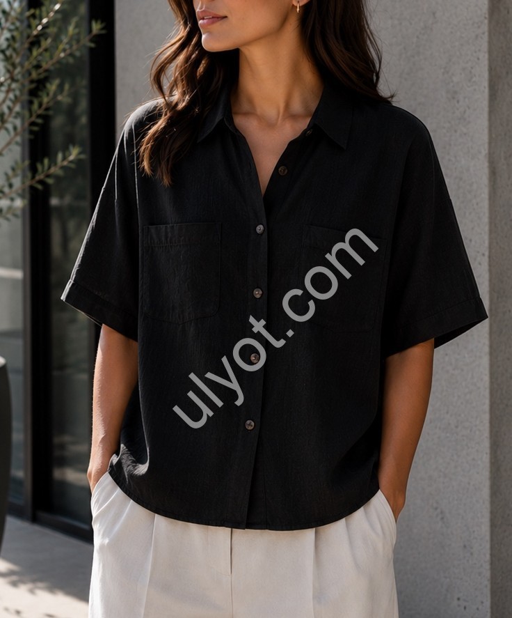 РУБАШКА (S-XL) ЧЕРНЫЙ R4408