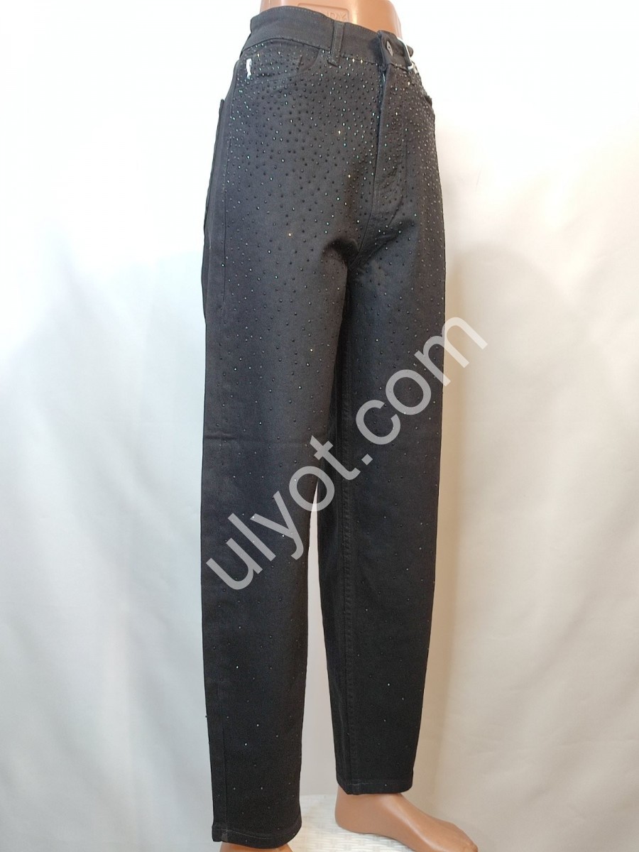 ДЖИНСЫ SASHA (26-31) КАМНИ ЧЕРНЫЙ 3615