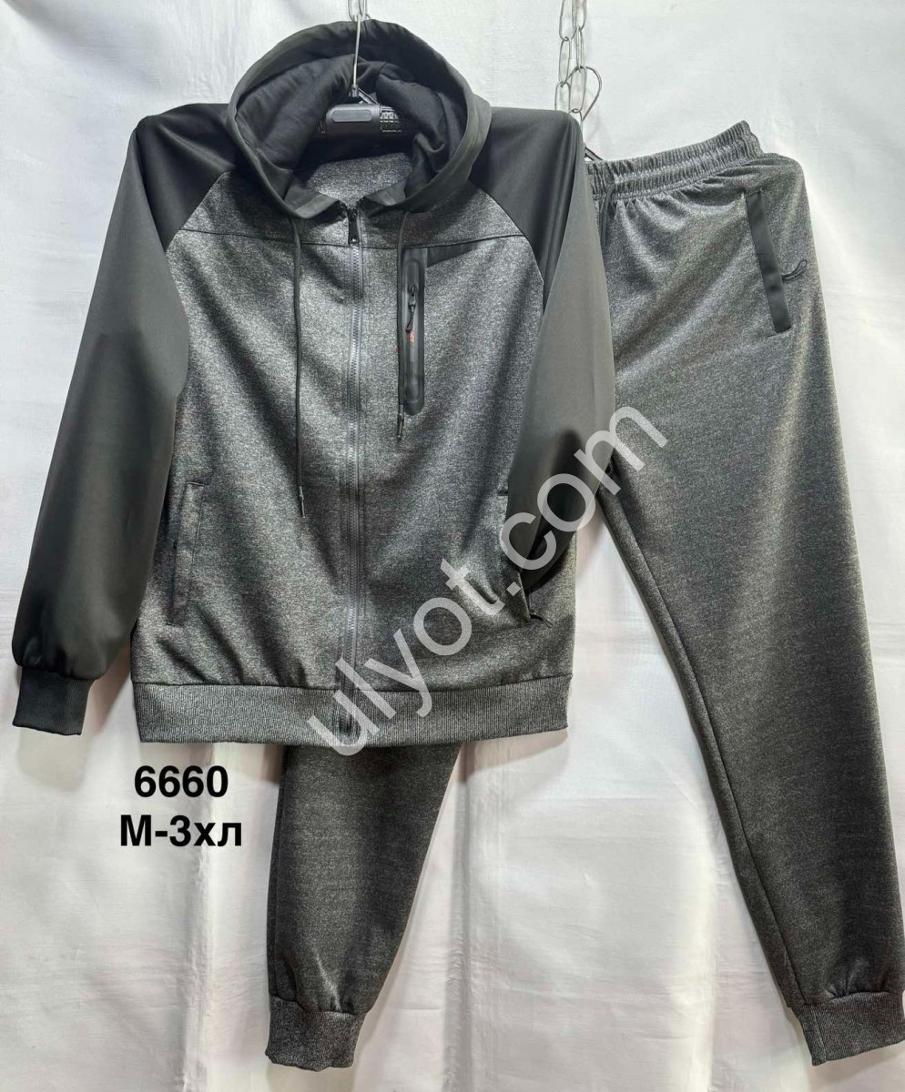 СПОРТ.КОСТЮМ (M-3XL) МАНЖЕТ Т.СІРИЙ 6660