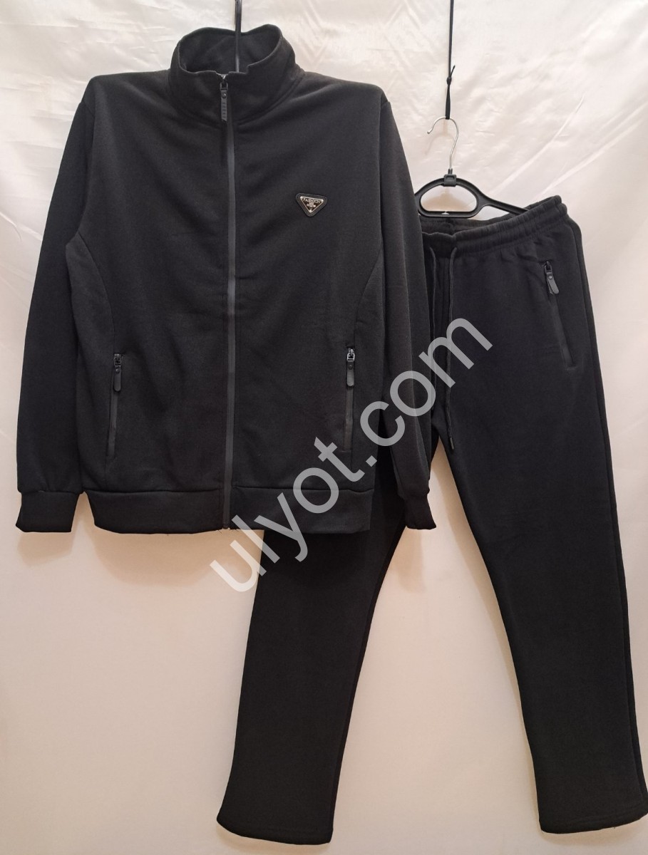 СПОРТ.КОСТЮМ (M-3XL) ФЛИС ПРЯМОЙ ЧЕРНЫЙ 6611