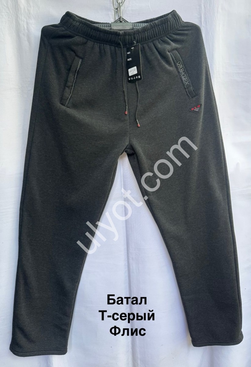 СПОРТ. ШТАНИ (3XL-7XL) ФЛІС ПРЯМИЙ Т.СІРИЙ 7132