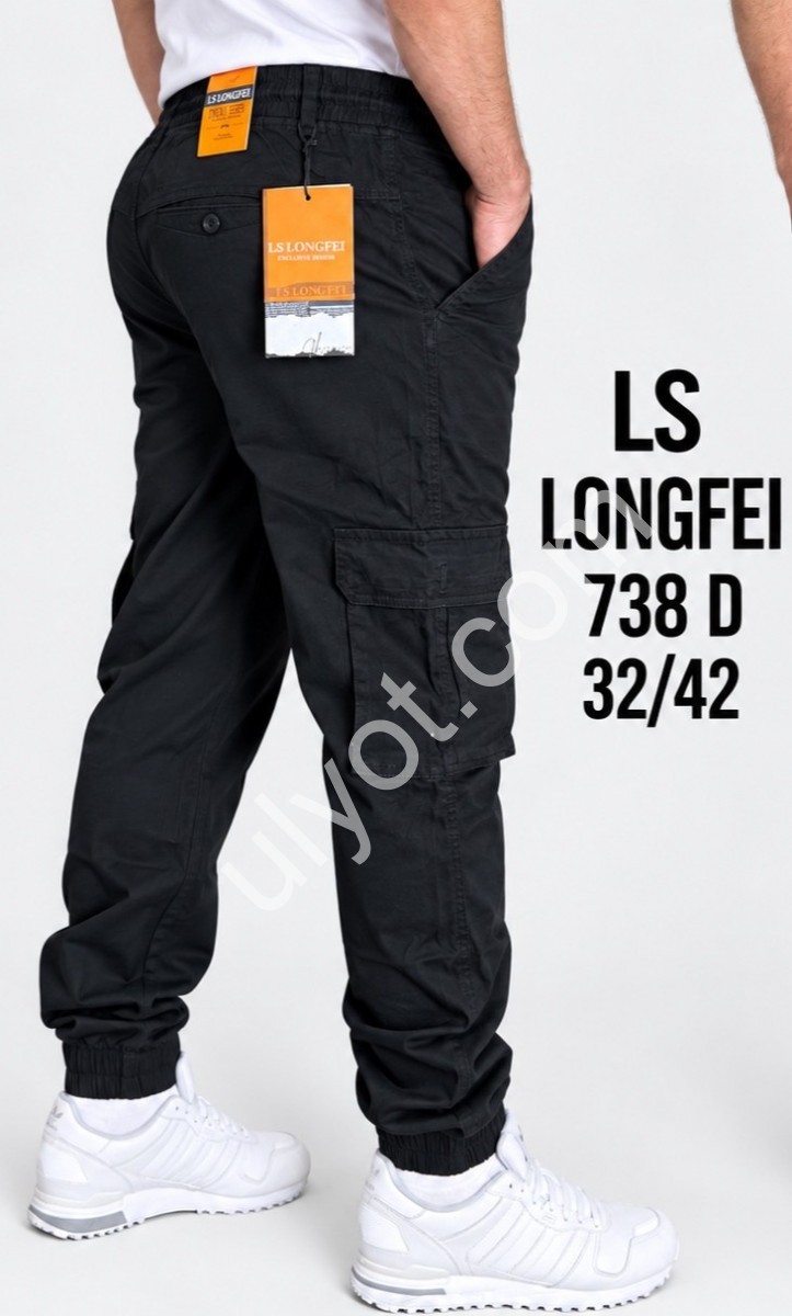ДЖОГГЕРЫ LONGFEI (34-42) КАРГО ЧЕРНЫЙ 738D