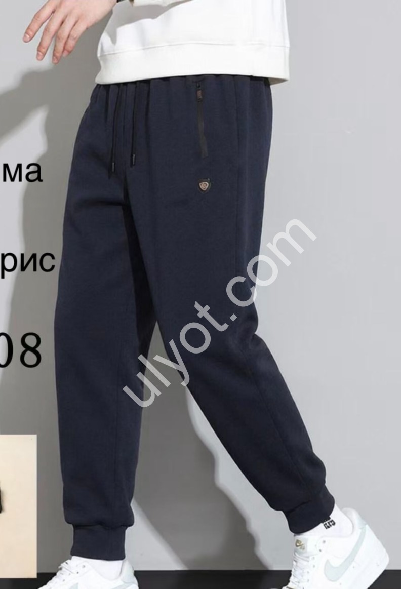 СПОРТ.ШТАНЫ (M-3XL) ФЛИС МАНЖЕТ СЕРЫЙ 2908