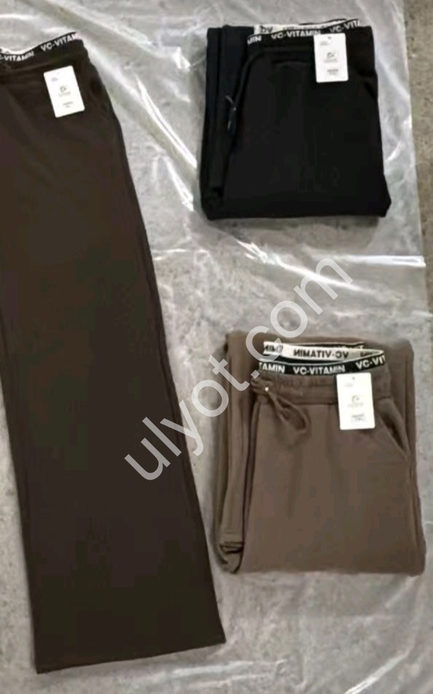 ШТАНЫ (M-2XL) ФЛИС ПРЯМОЙ ЧЕРНЫЙ 8005