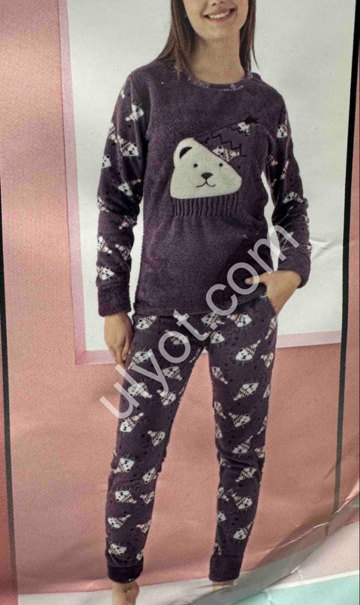 ПІЖАМА (M-2XL) ФЛІС Т.КОРИЧНЕВИЙ 7197