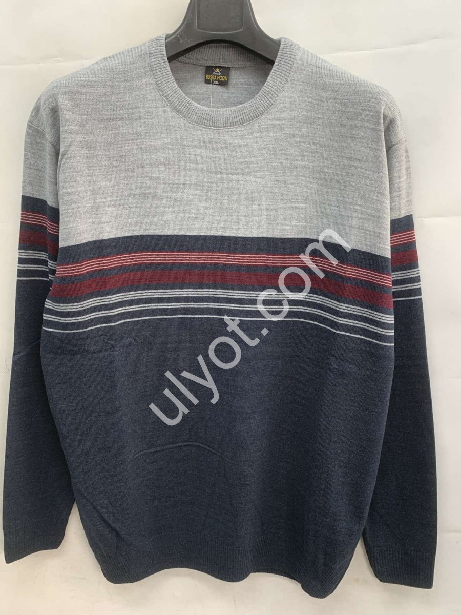 СВИТЕР (3XL-5XL) ГРАФИТ+СЕРЫЙ M1023