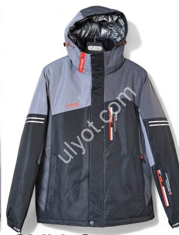 КУРТКА ТЕРМО (M-3XL) ЧОРНИЙ+СІРИЙ 24067