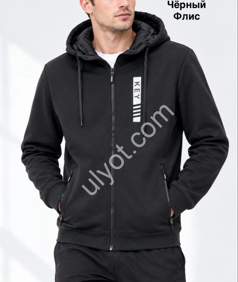 КОФТА (M-3XL) ФЛИС ЧЕРНЫЙ 2326