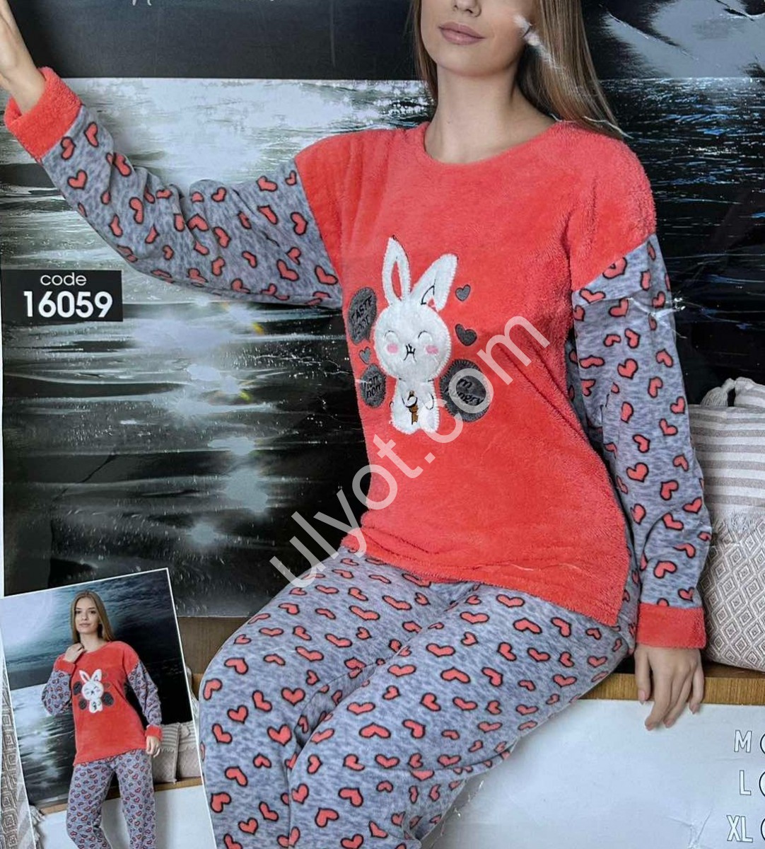 ПІЖАМА (M-2XL) ФЛІС ЧЕРВОНИЙ 16059