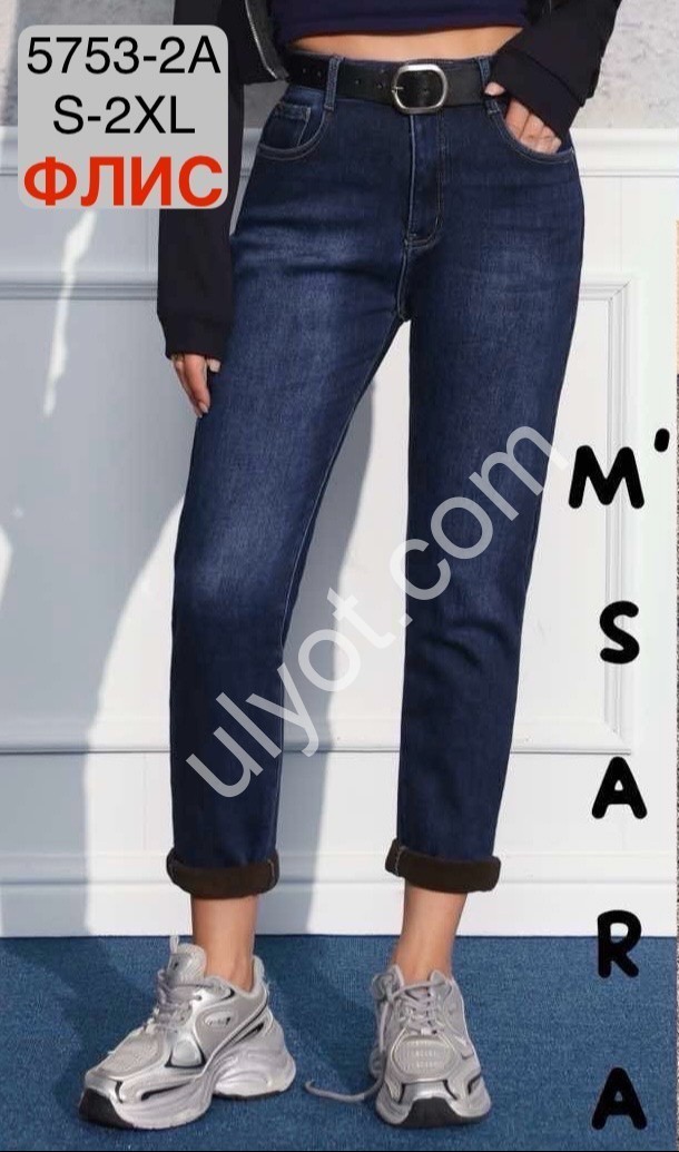 ДЖИНСЫ M.SARA (S-2XL) ФЛИС Т.СИНИЙ 5753-2A