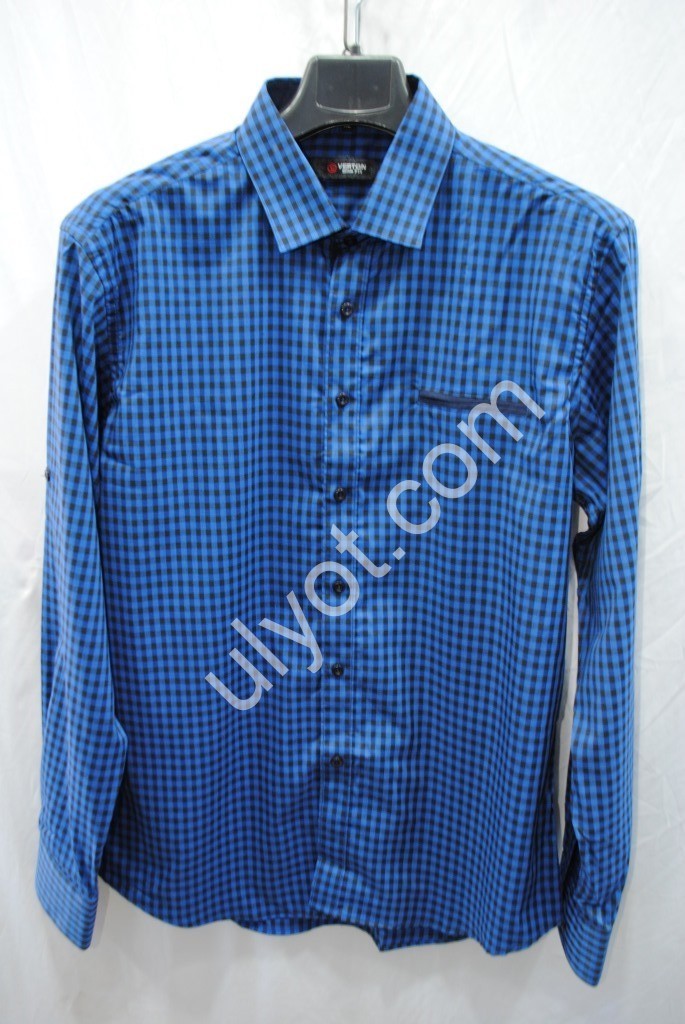 РУБАШКА КЛЕТКА (M-3XL) СИНИЙ 