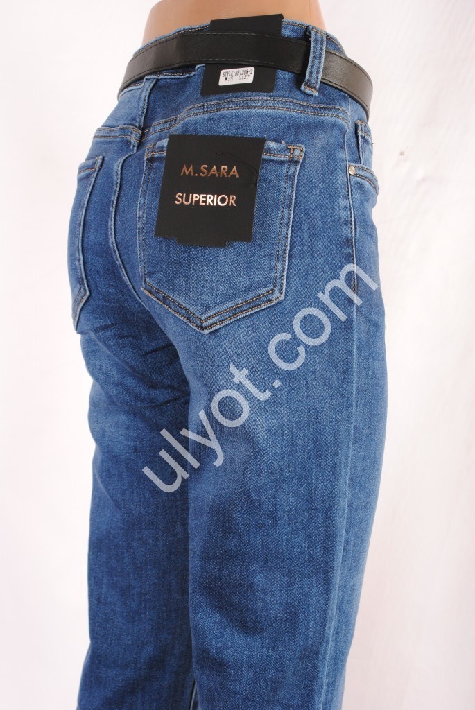 ДЖИНСЫ M.SARA (XS-XL(2M)) СИНИЙ 1208-2