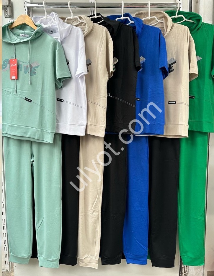 СПОРТ. КОСТЮМ (L-4XL) МАНЖЕТ БЕЛЫЙ+ЧЕРНЫЙ 5013