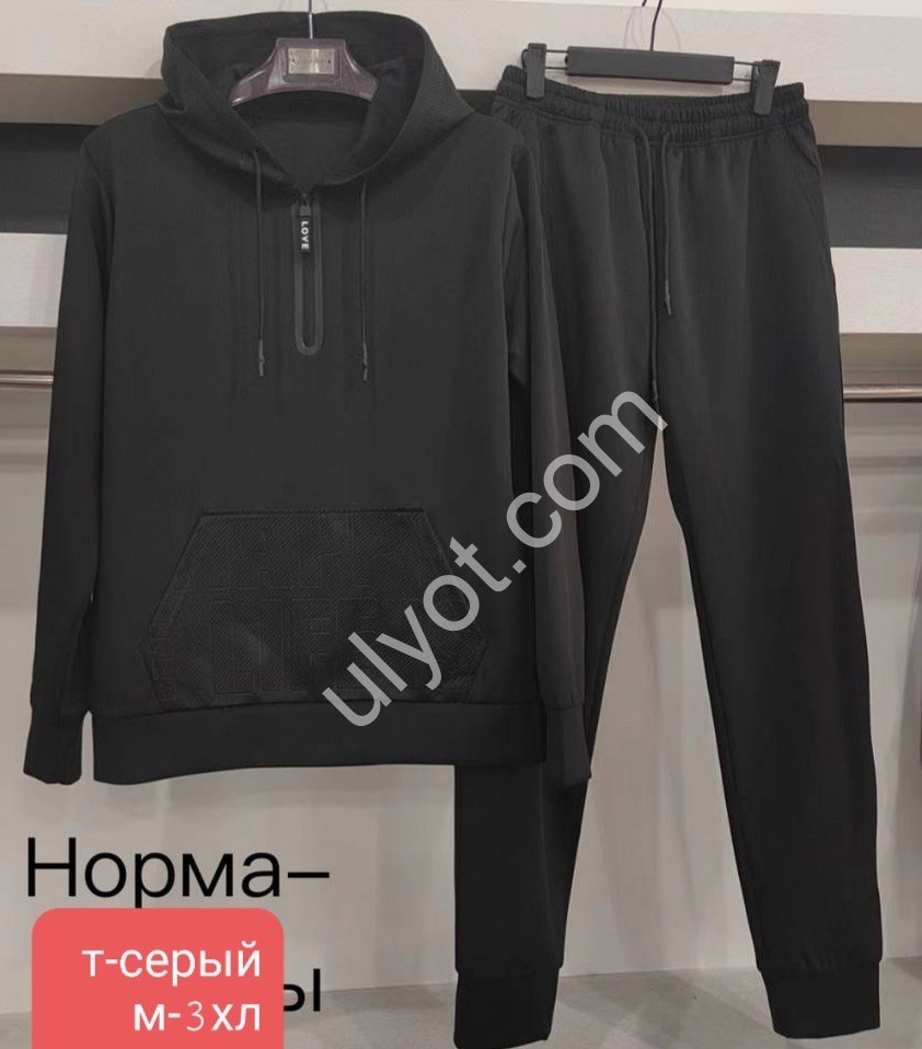 СПОРТ.КОСТЮМ-08 (M-3XL) МАНЖЕТ Т.СЕРЫЙ 