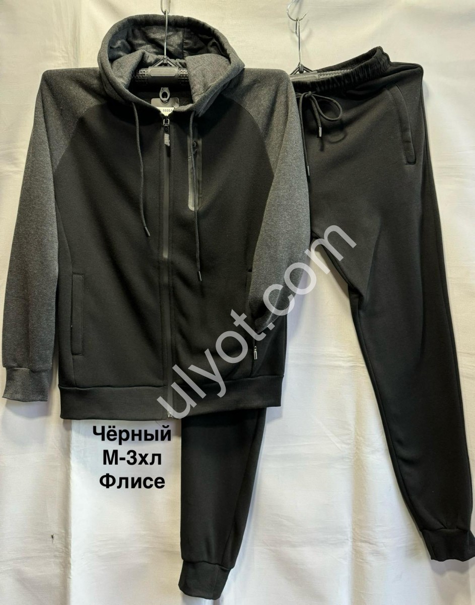 СПОРТ.КОСТЮМ (M-3XL) МАНЖЕТ ЧОРНИЙ ФЛІС 6608