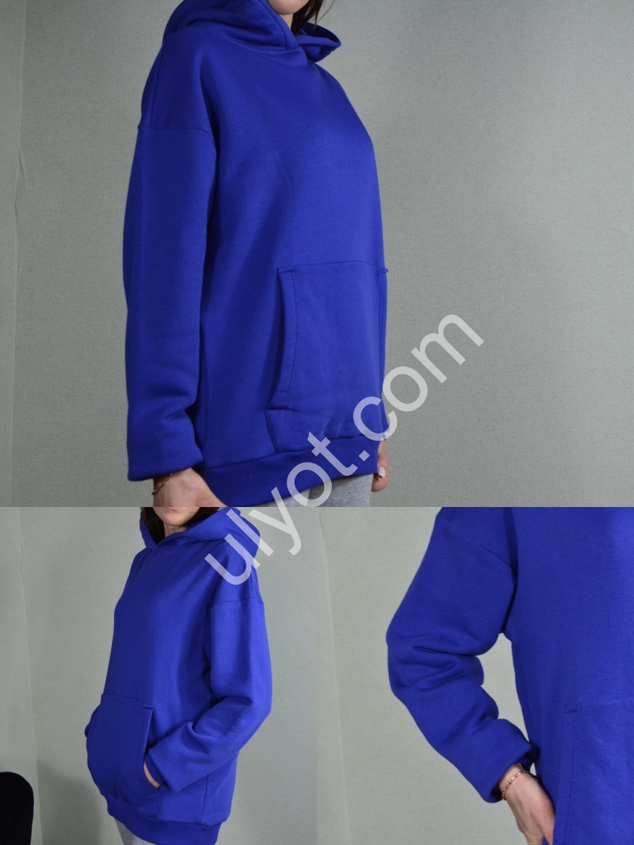 ХУДИ (OVERSIZE  44-52) СИНИЙ ФЛИС 30001