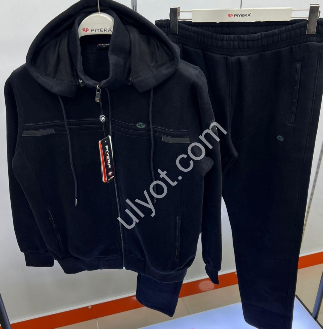 СПОРТ.КОСТЮМ (M-3XL) ПРЯМОЙ ЧЕРНЫЙ БАЙКА 5200