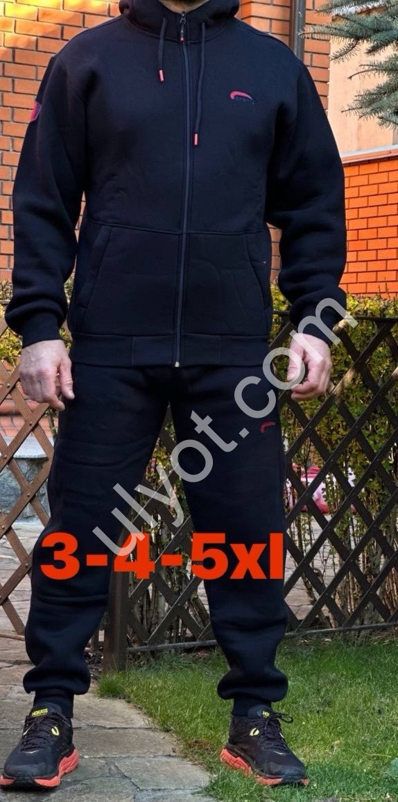 СПОРТ. КОСТЮМ-28 (3XL-5XL) МАНЖЕТ ЧОРНИЙ ФЛІС