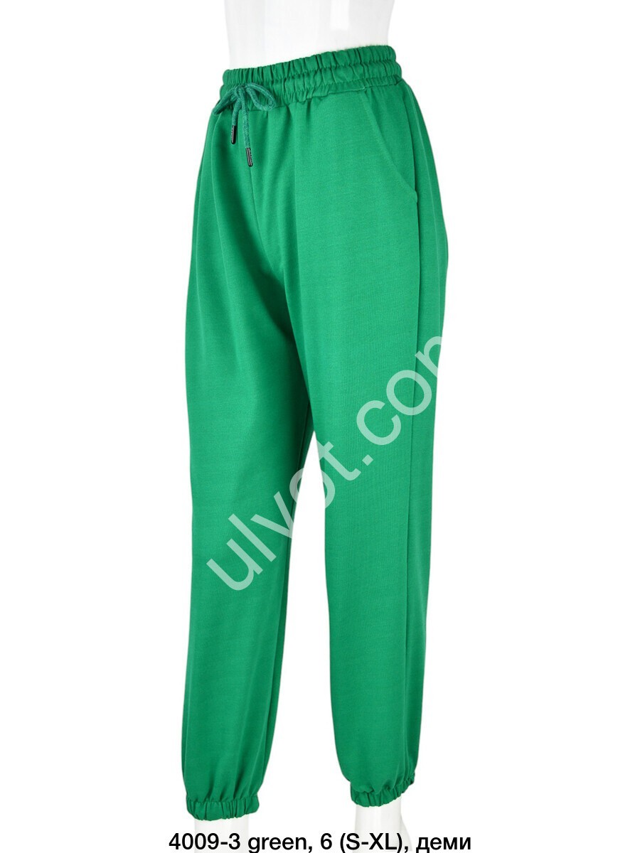 СПОРТ.ШТАНЫ (S-XL) МАНЖЕТ ЗЕЛЕНЫЙ 4009-3