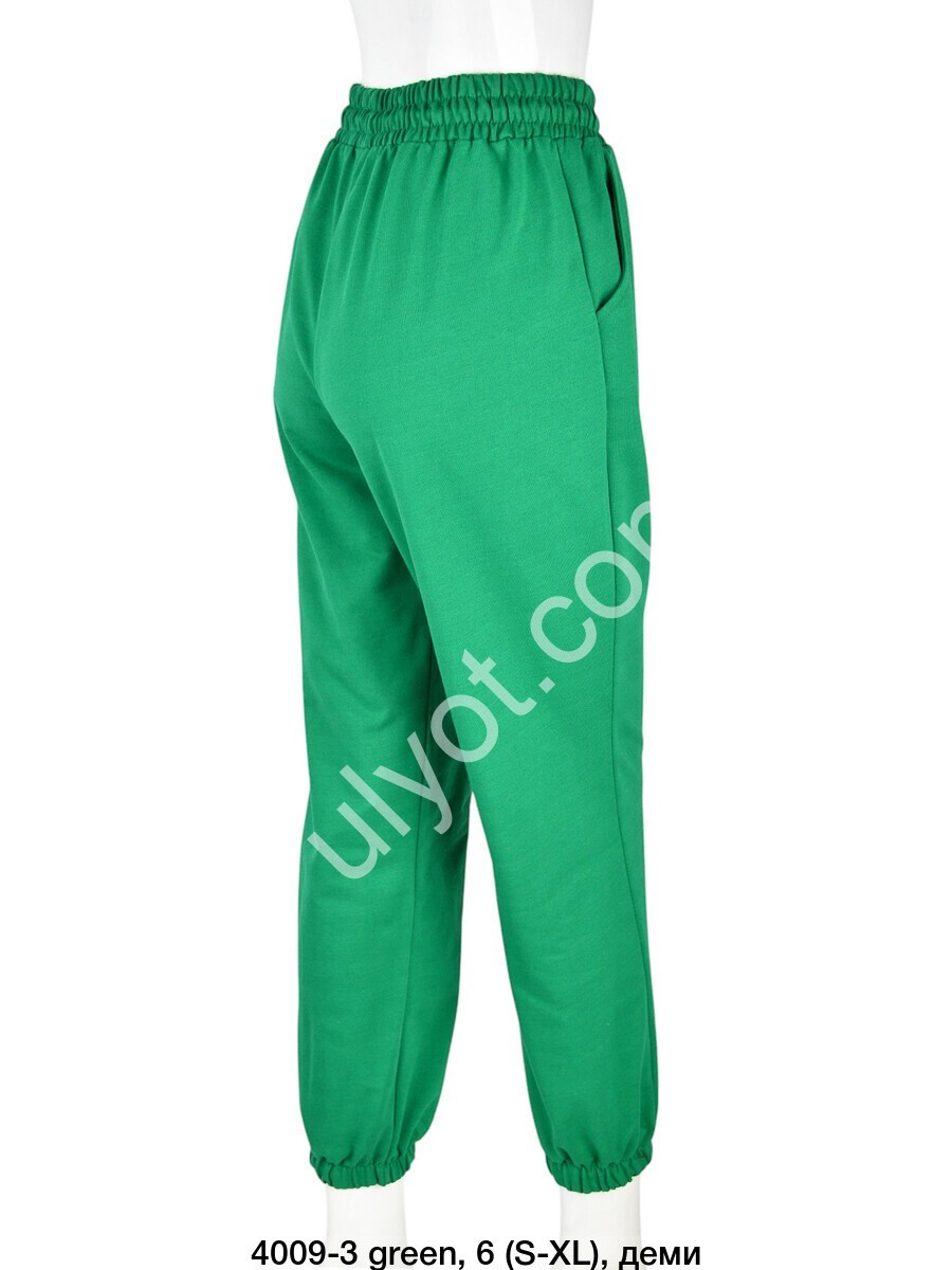СПОРТ.ШТАНЫ (S-XL) МАНЖЕТ ЗЕЛЕНЫЙ 4009-3