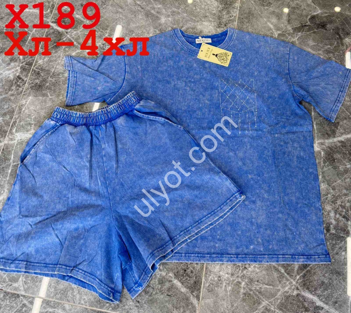 ЖЕНСКИЙ КОСТЮМ(XL-4XL) СИНИЙ Х189