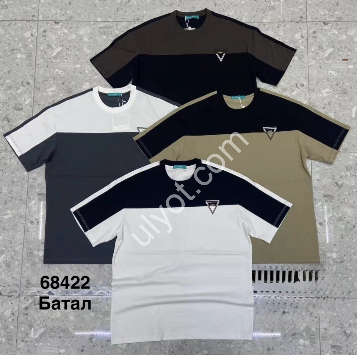 ФУТБОЛКА (L-3XL) ЧОРНИЙ/МОЛОЧНИЙ 68422