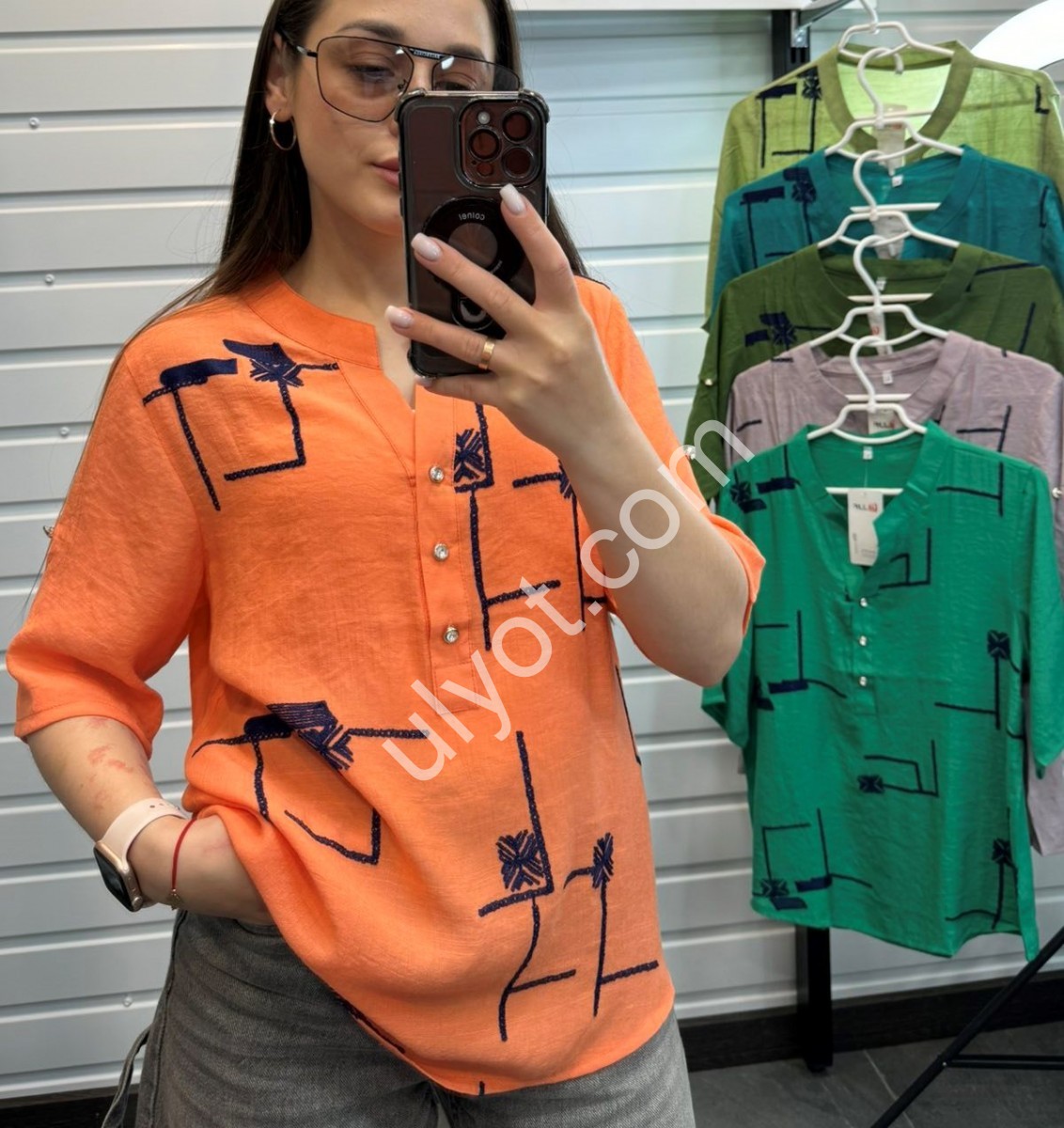 БЛУЗКА JJF (XL-4XL) ФИОЛЕТОВЫЙ 1115
