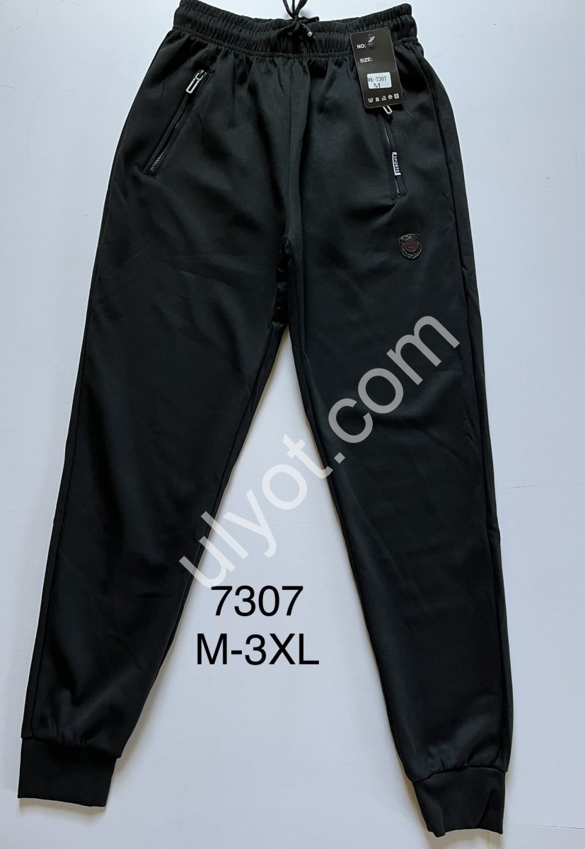 СПОРТ.ШТАНЫ-6 (M-3XL) МАНЖЕТ ЧЕРНЫЙ 7307