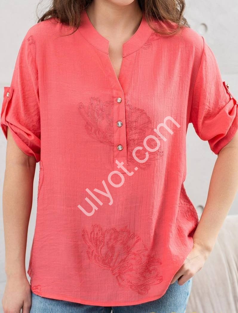 БЛУЗКА (XL-4XL) РОЖОВИЙ 222