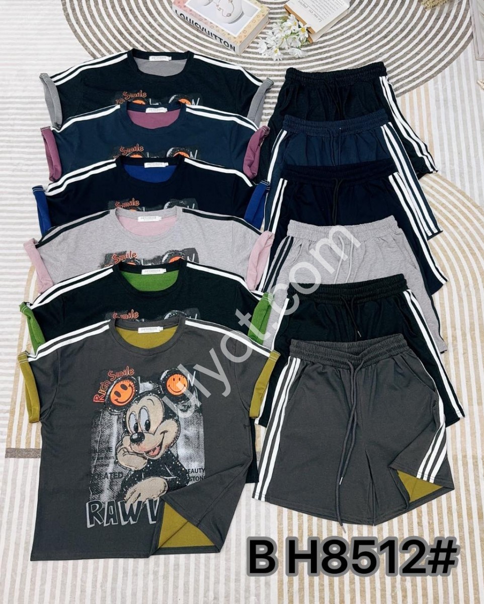КОСТЮМ МІККИ (M-XL) СІРИЙ+РОЖОВИЙ 8512