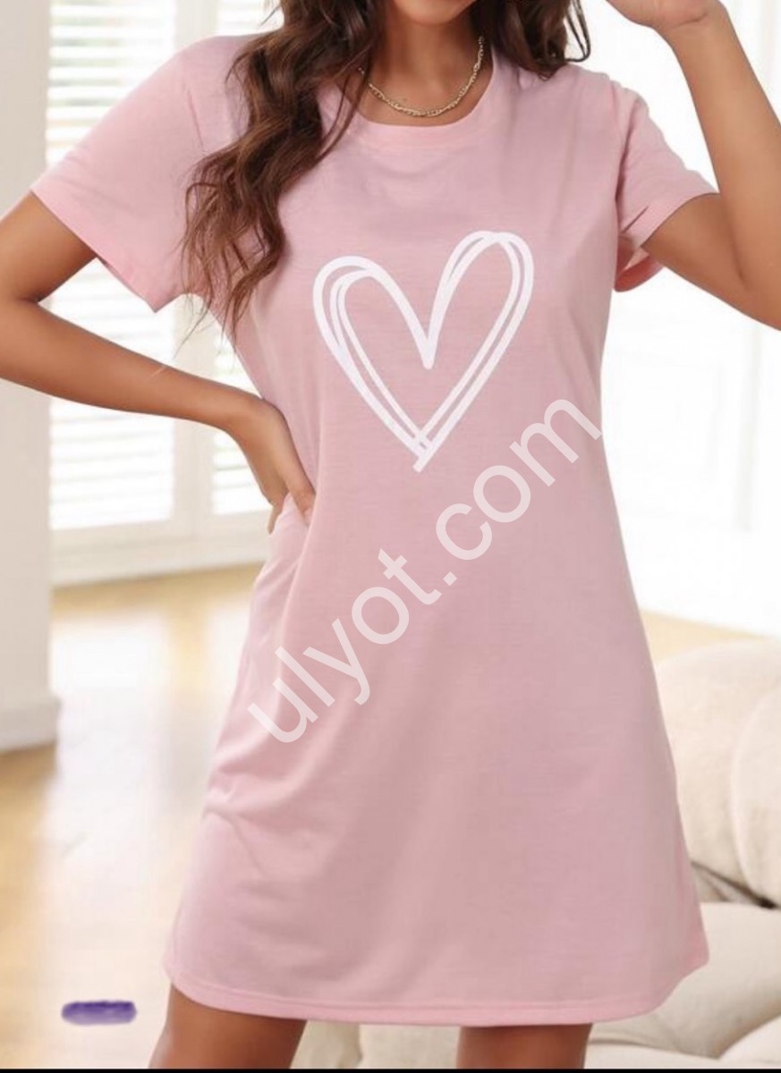 ТУНІКА СЕРЦЕ (S-XL) РОЖОВИЙ B02014