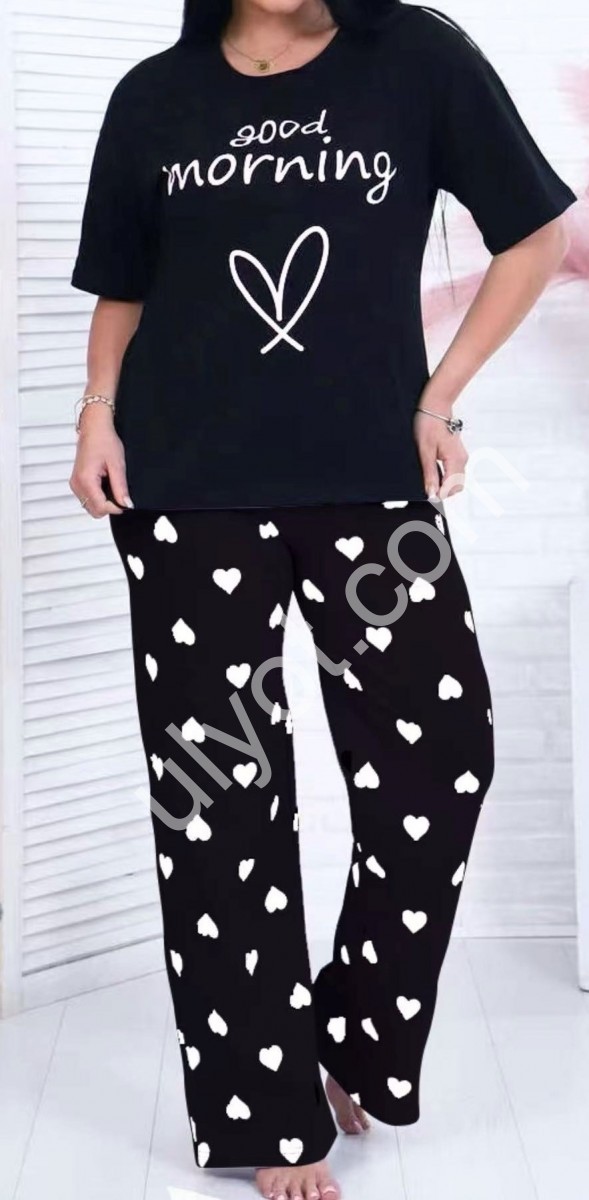 ПІЖАМА MORNING (XL-5XL) ЧОРНИЙ 500006
