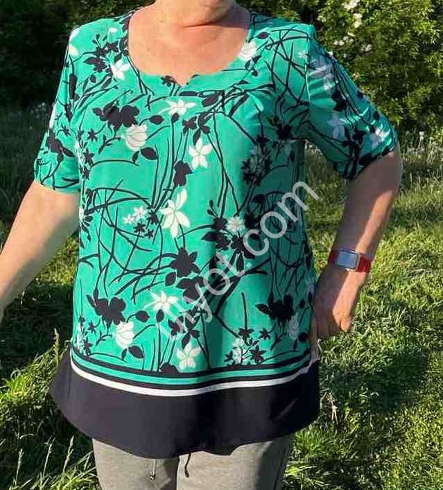 ТУНИКА ЦВЕТЫ (52-60) ЗЕЛЕНЫЙ 