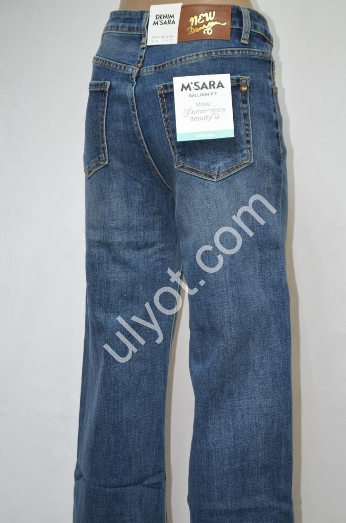 ДЖИНСЫ M.SARA (XS-XL) Т.СИНИЙ 1613H