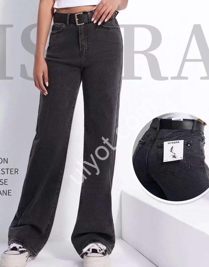 ДЖИНСЫ M.SARA (XS-XL) ГРАФИТ 1636-B