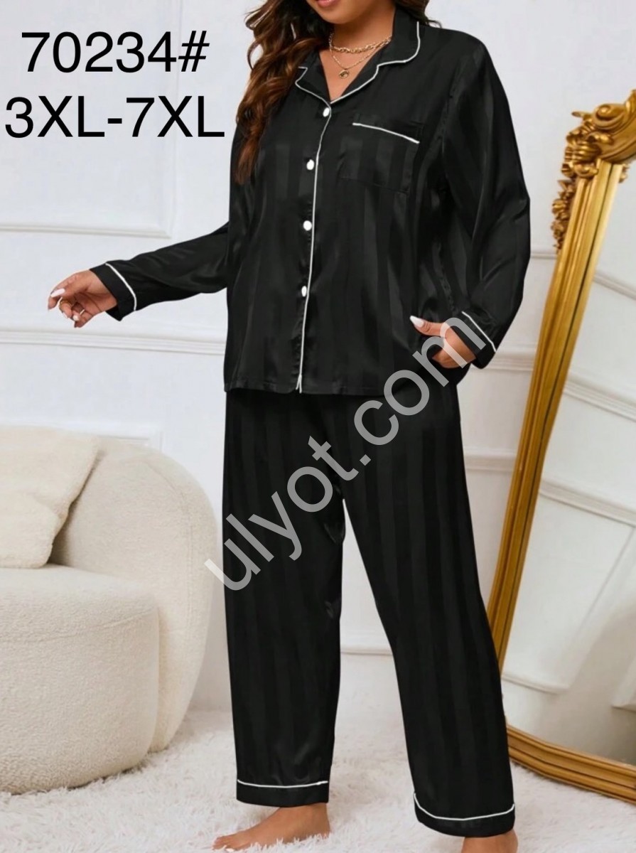 ПІЖАМА СМУЖКИ (3XL-7XL) ЧОРНИЙ 70234