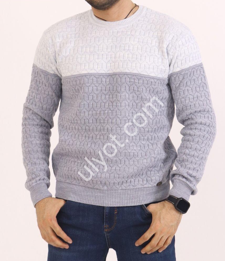 СВИТЕР DEVANTI (L-2XL) СЕРЫЙ+МОЛОКО 72103