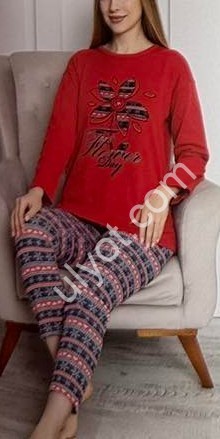 ПІЖАМА (M-2XL) БАЙКА ЧЕРВОНИЙ 0275