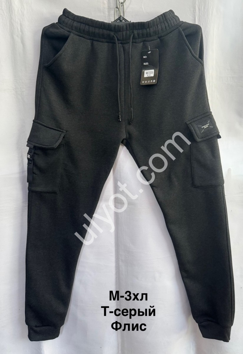 СПОРТ.ШТАНЫ (M-3XL) ФЛИС МАНЖЕТ ГРАФИТ 7225