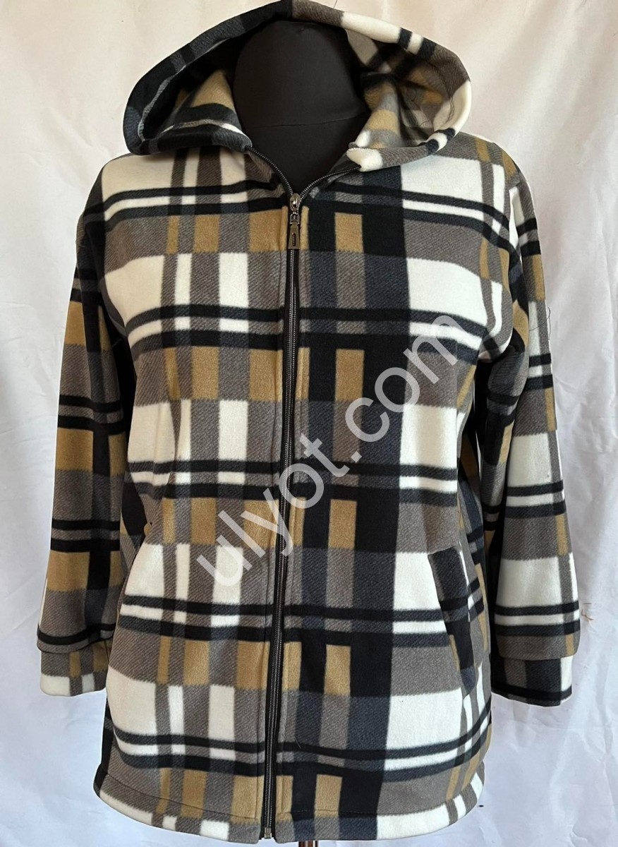 РУБАШКА (ONE SIZE 48-52) ФЛИС БЕЖ+БЕЛЫЙ 303