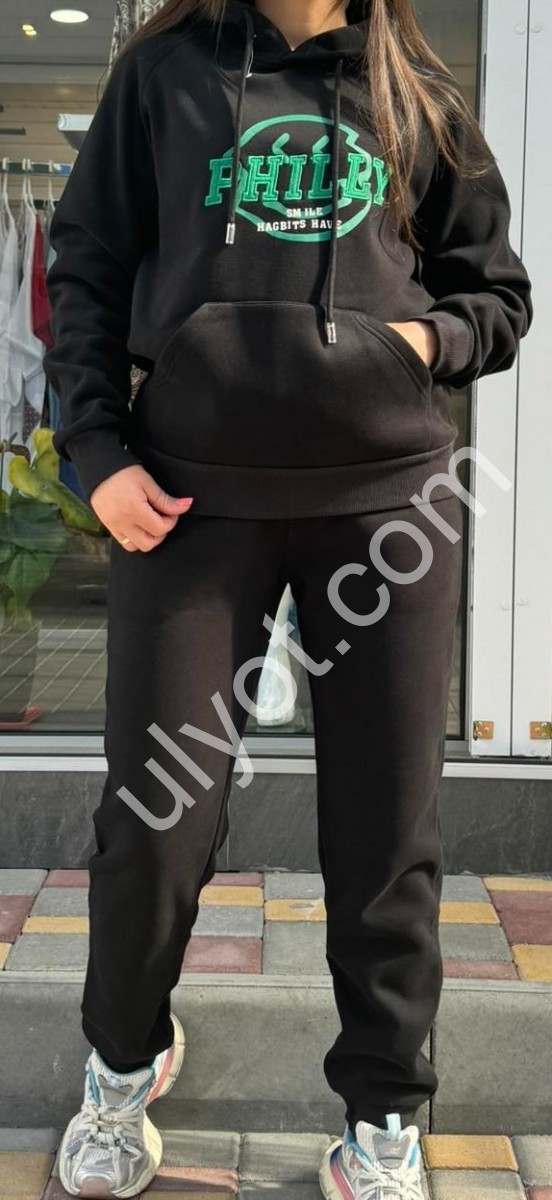 СПОРТ.КОСТЮМ (XL-3XL) МИКРОМЕХ ЧЕРНЫЙ  МАНЖЕТ 5059