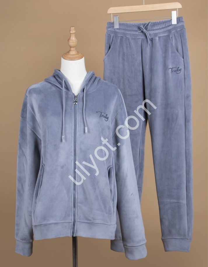 СПОРТ.КОСТЮМ (XL-3XL) МИКРОВЕЛЬВЕТ МАНЖЕТ ХАКИ 20103
